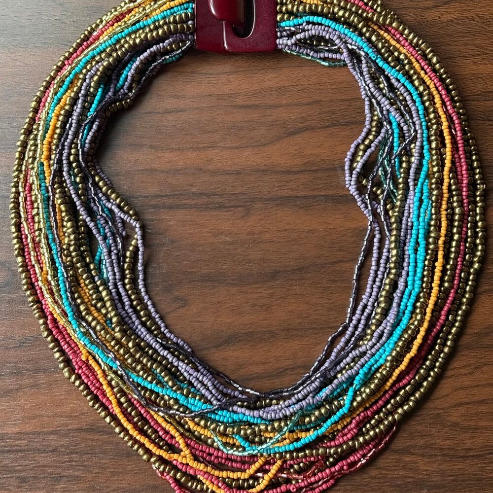 Colorful and Chic Layered Seed Bead Necklace